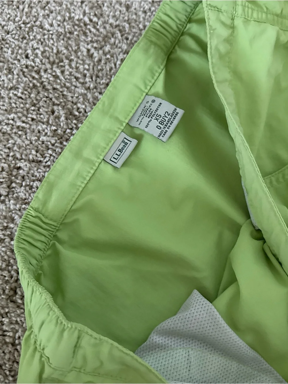 L.L. Bean Bright Green Drawstring Mini Skirt